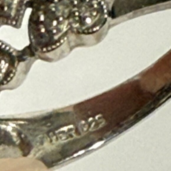 Vintage 925 silver JWBR two rows of pave hearts ring. - Picture 6 of 8